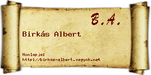 Birkás Albert névjegykártya